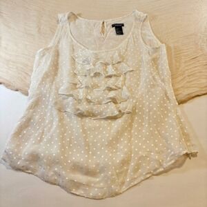 Don Caster Womens Sleeveless Cream Polka Dot Silk Blouse Size‎ M
